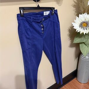 Blue Button-Up Women's Pants